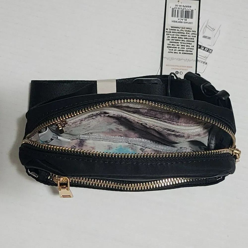 NWT $50 Violet Ray New York Black Sling Crossbody Pouch Bag Convertible Style - Picture 7 of 10